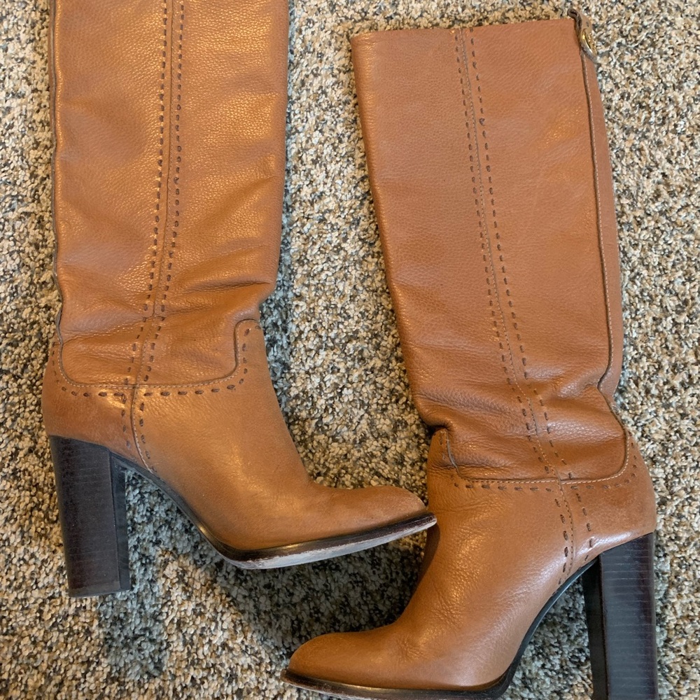 Tory Burch block heel leather boots